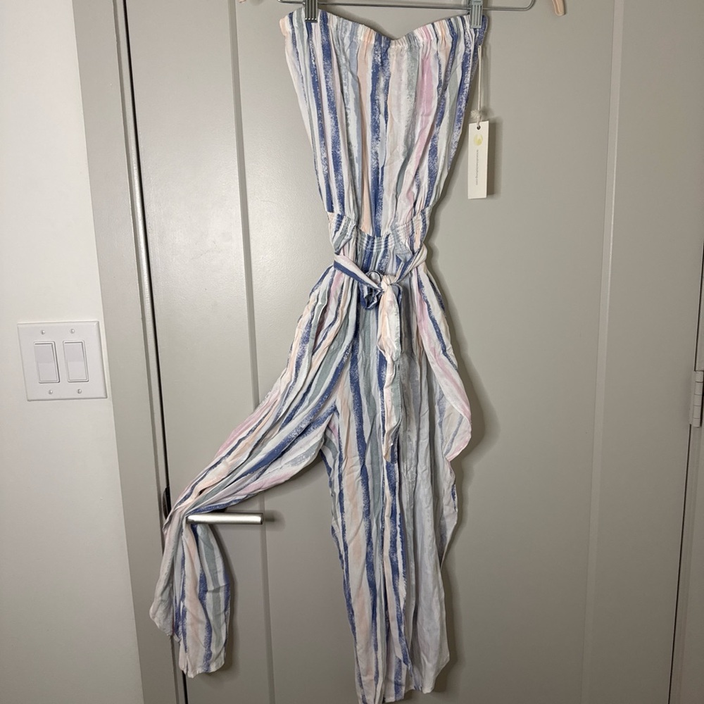 Ocean Drive Blue and Pink Striped Jumpsuit